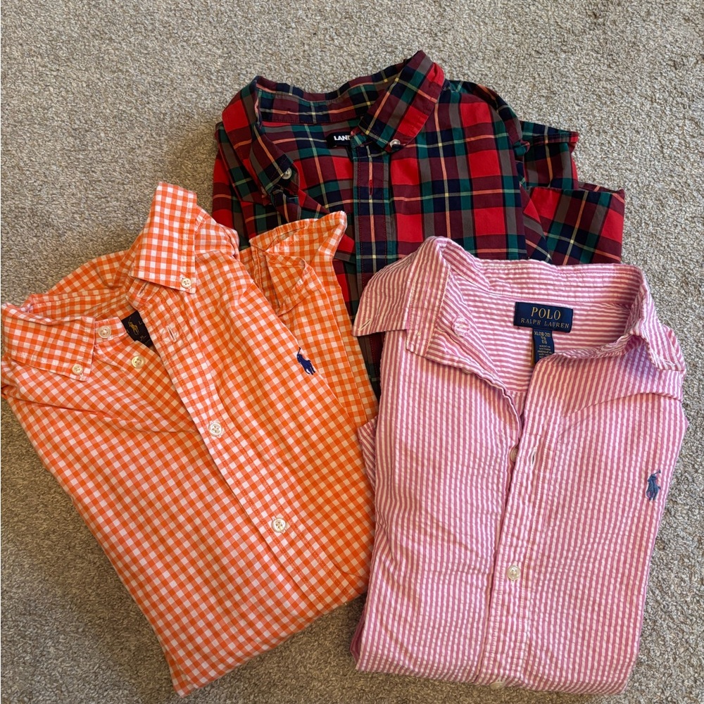 Polo by Ralph Lauren Boys XL Casual Shirts - Orange, Red, Pink